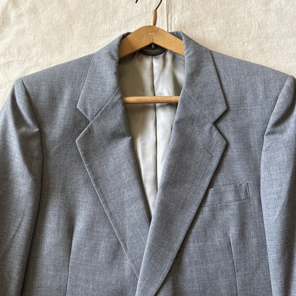 Christian Dior Mens Gray Long Sleeve Single-Breasted Two-Button Blazer Size 44